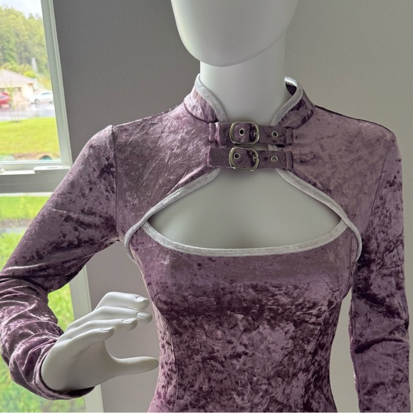 Dollcake Velvet Long Sleeve Dress in Purple - Picture 2 of 12